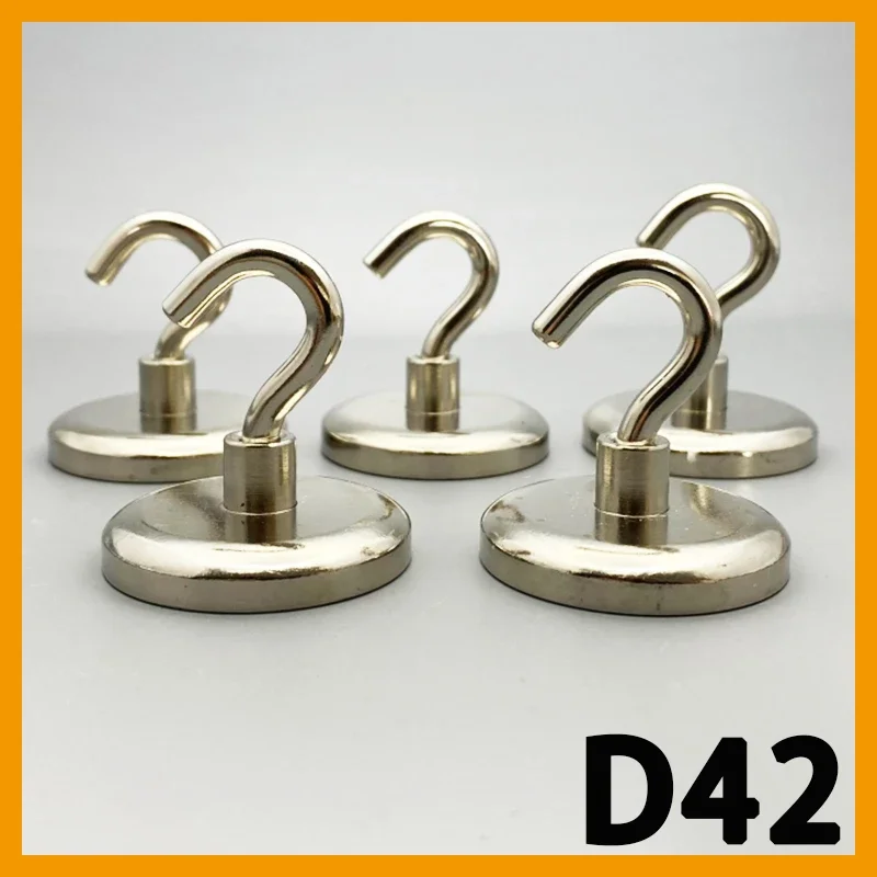 Dia 42mm 1/2/5/10pcs Super Strong Heavy Duty Hook Magnet Permanent Neodymium Magnetic Images Kitchen Office Home Hanging Wall