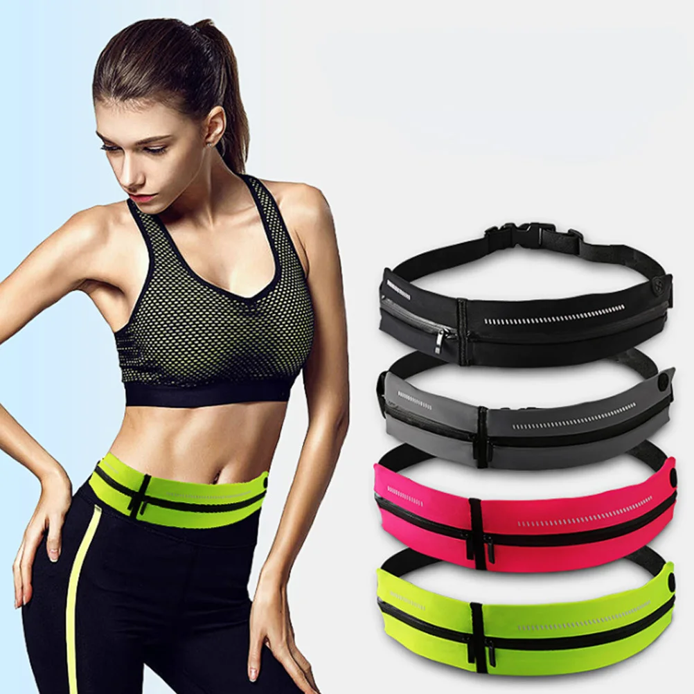 

1Pcs Waterproof Sports Waist Bag Premium Nylon Lightweight Dual Pocket Headphone Jack Adjustable Buckle Running Riding Gym
