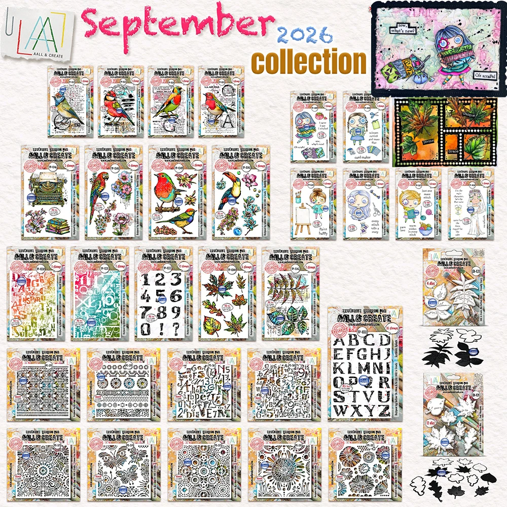 Aall& Create Yarn Love Blattmuster, detaillierter Papageien-Song, Blattmuster, Kritzel, Spritzer, Stempel, Schablone für Kartenherstellung, DIY-Basteln