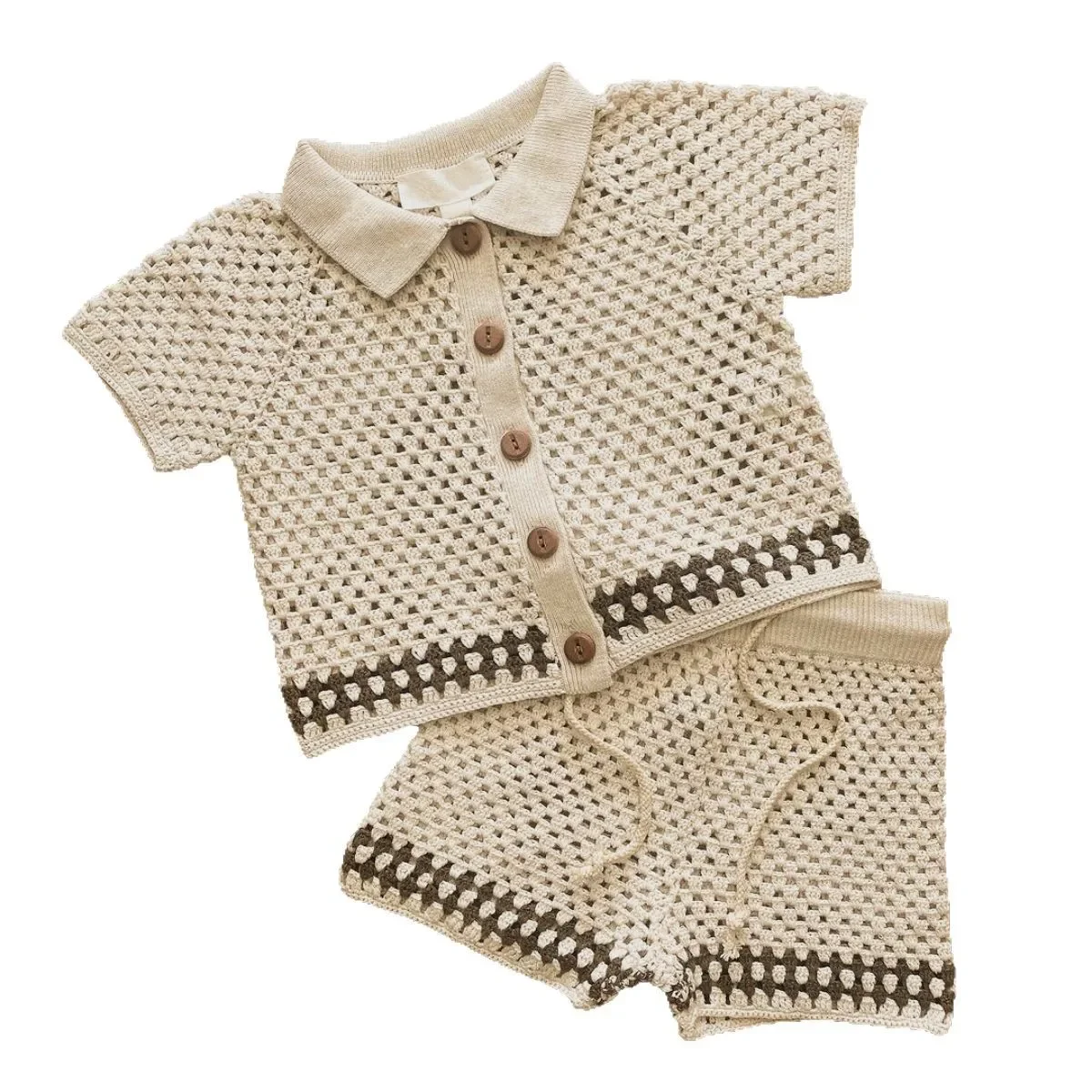 

Girl Coat Cotton Toddler Boys Knitted Jacket Kids Clothes 2025 Summer New Baby Short Sleeve Hollow Knit Cardigan Solid Infant
