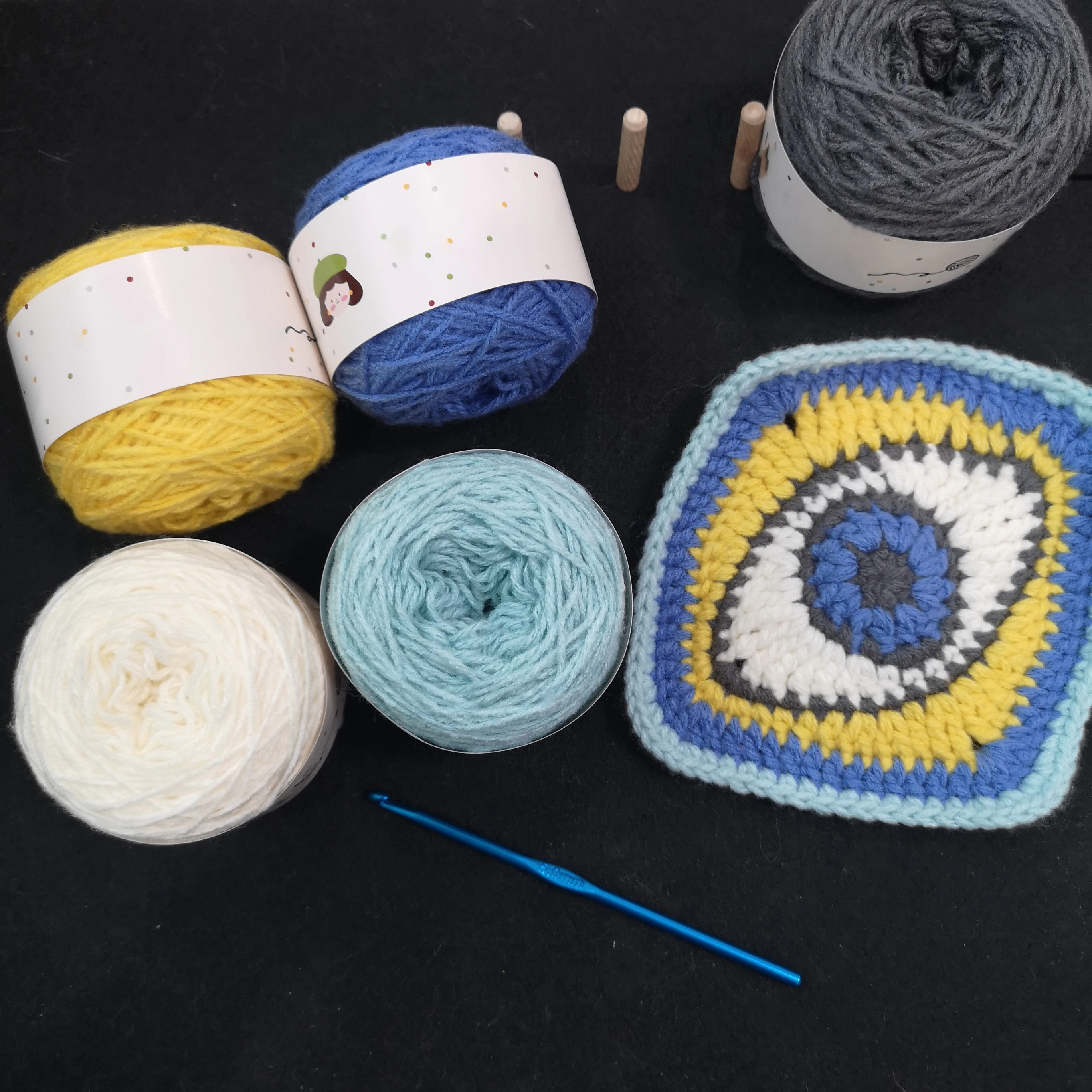 VerViento 3 كرات (إجمالي 150 جرام) غزل قطن أكريليك ثلاثي الطبقات لكروشيه مربع الجدة والحياكة والأوشحة التي تصنعها بنفسك، أميجورومي، البطانيات #1