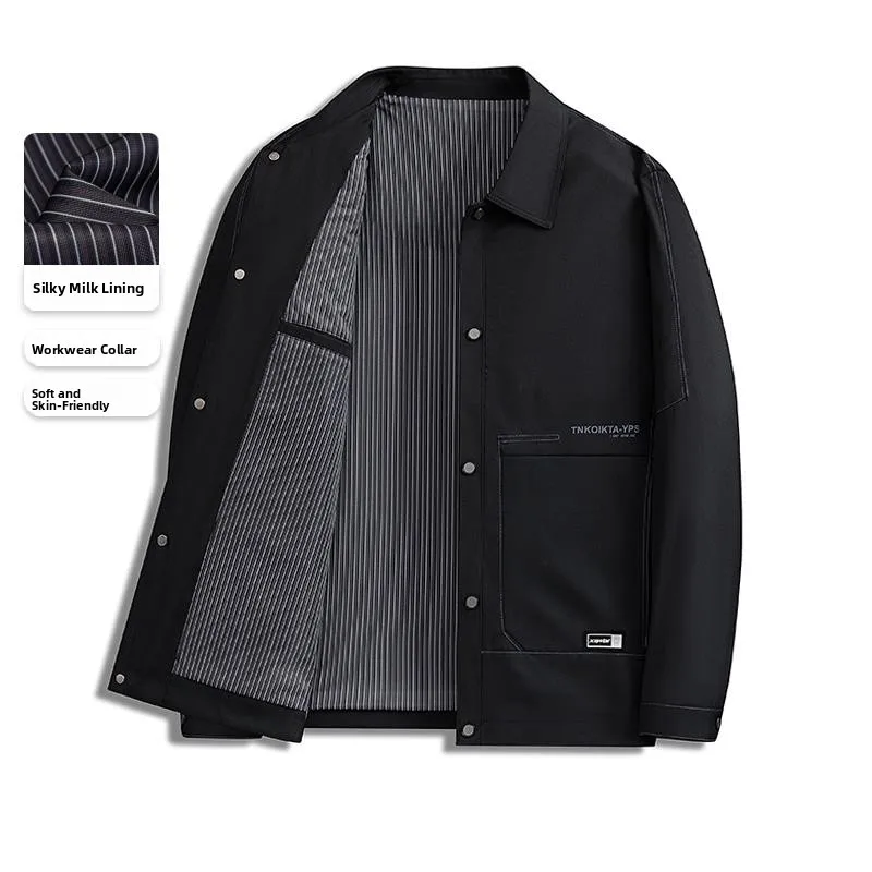 

Spring Autumn New Sle Thin Collar Jaet Men's Color Versatile Workwear Coat Lightweight Maturi Sle Thin Jaet