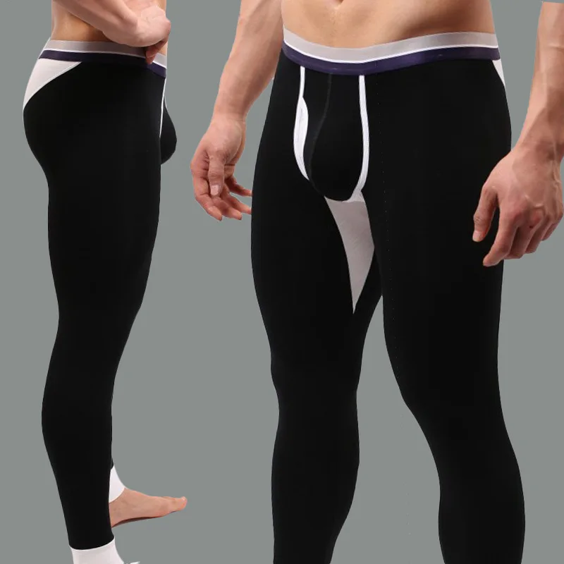 Men\'s Stretch Thin Modal Base Pants Soft Warm Thermal Underwear Tight Legging Elastic Long Johns Comfortable Bottoms Sleep Wear