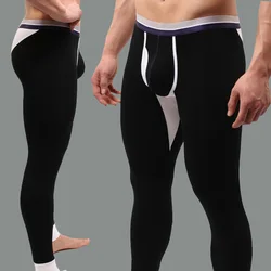 Men's Stretch Thin Modal Base Pants Soft Warm Thermal Underwear Tight Legging Elastic Long Johns Comfortable Bottoms Sleep Wear