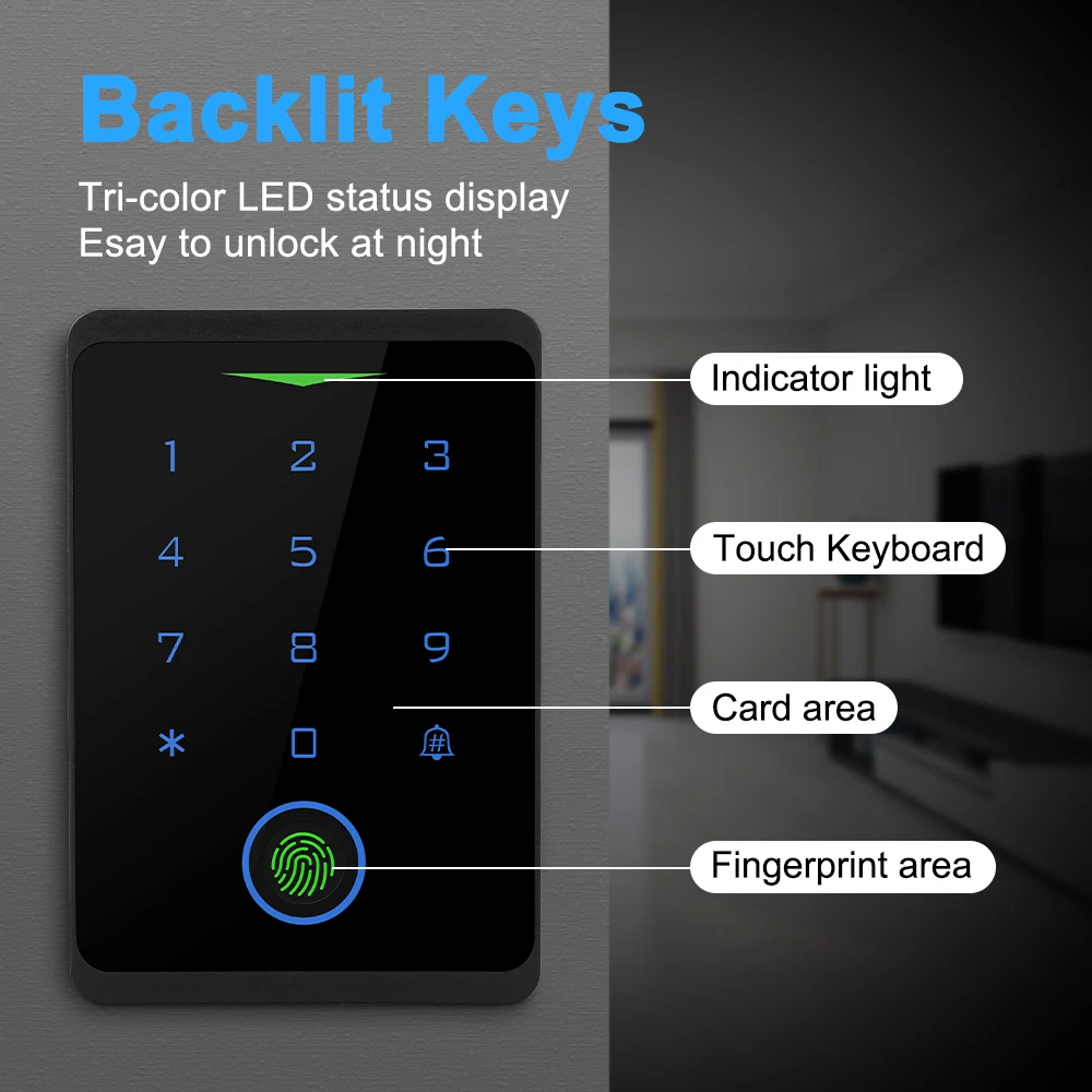 ELECTOP WiFi Tuya Fingerprint Access Controller RFID Keyboard Touch Keypad System Outdoor Waterproof Smart APP Remote Door Opene