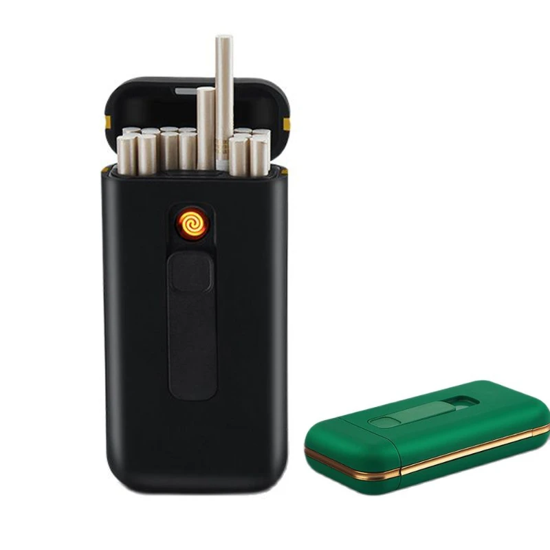 Multifunctional Cigarette Box Can Hold Thin and Thick Cigarettes, Can Hold 20 Cigarettes, USB Equipped with Lighter