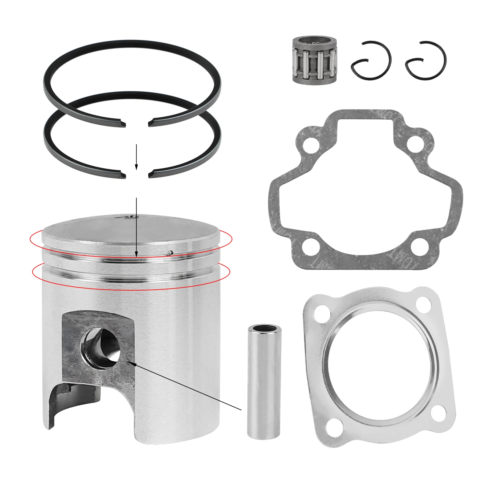 44mm Big Bore Piston Kit with Rings Needle Bearing Gasket for YAMAHA PW50 PW 50 PW60 QT60 60cc Peewee50 QT50 Dirt Pit Bike