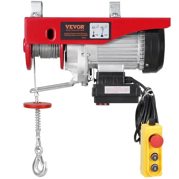 

Electric Crane Winch with Wireless Remote Control, 1320 lbs Capacity, 328 ft Cable Length, 14 ft Wired Remote Operation