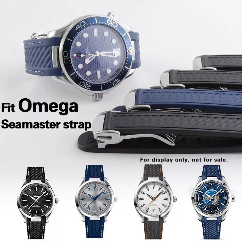 TPU rubber strap/For Omega Seamaster series, 20mm curved interface / folding buckle replacement watch strap / woven texture feel
