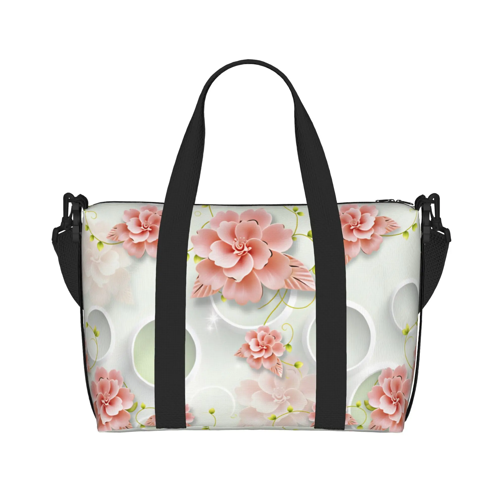 Custom Large Luxury High 3D Floral Tote Bag Women Fashion Trend 3D Flowers Shopping Shoulder Beach Gym Travel Bag