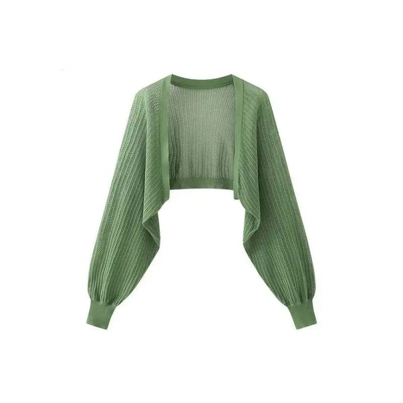 سترة محبوكة من الحرير الجليدي مقاومة للشمس سترة نسائية صيفية رفيعة صدرية تنورة بحمالات شال بلوزة خارجية