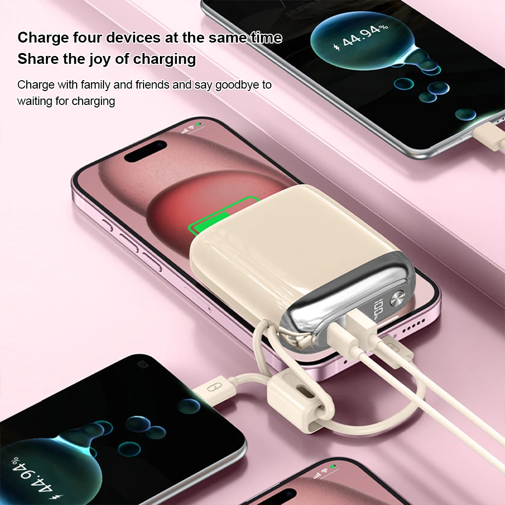 CCC 20000mAh Mini Power Bank 66W Super Fast Charging Built-in USB-C Cable PD3.0/QC3.0 Certified Portable Charger Travel-Friendly