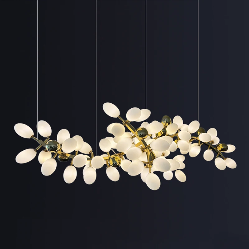 Nordic light luxury restaurant lamp villa grape lamp living room pendant lamp modern minimalist glass pendant lamp branch lamp