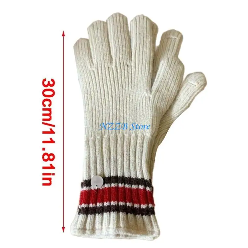 T21F قفازات حرارية محبوكة أنيقة كاملة الأصابع قفازات شتوية دافئة كاملة الأصابع #6