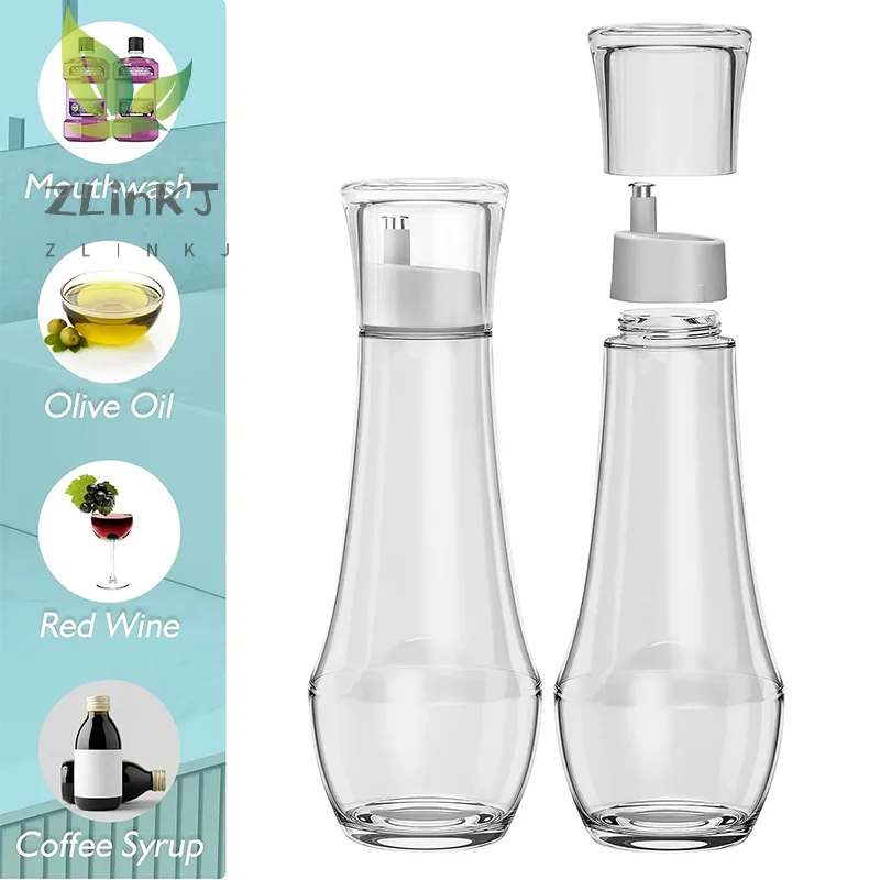 

Refillable Glass Mouthwash Dispenser With Lid - 5.07/8.79oz Clear Bathroom Countertop Container For Easy Portability JJ0098