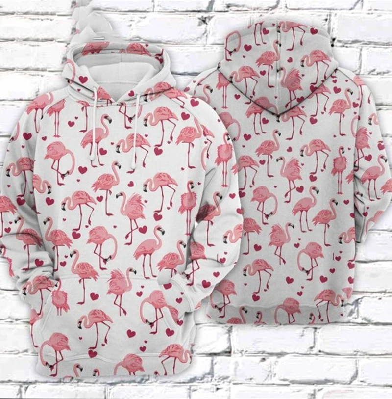 

Pink Flamingo Hoodie Men Casual Fashion 3d Printed Personality Animal Hooded Coat Harajuku Streetwear Autumn Oversized Hoodies