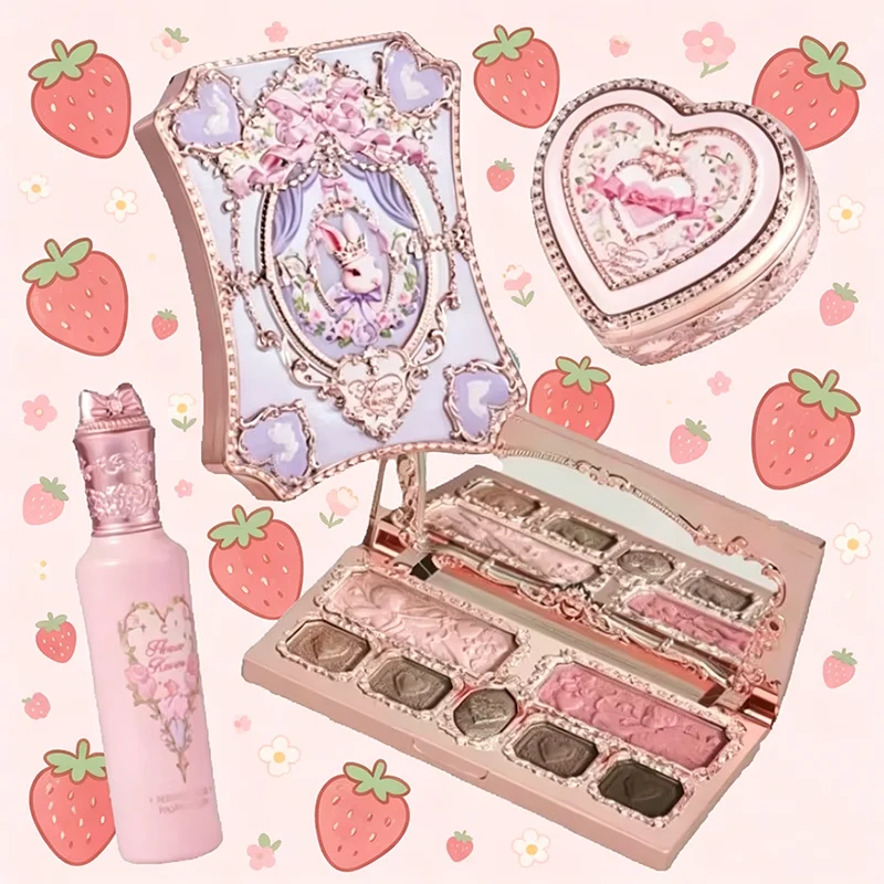 set-de-regalo-de-maquillaje-flower-knows-sombra-de-ojos-con-brillo-perlado-lapiz-labial-mate-aterciopelado-rubor-resistente-al-agua-corrector-de-larga-duracion