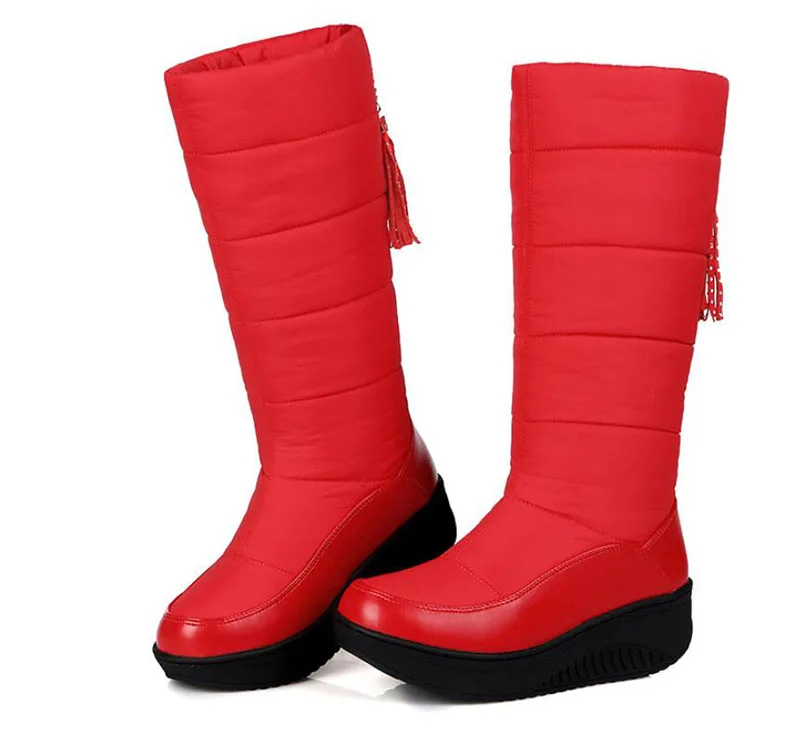 Winter Warm Waterproof Down Padded Snowshoe Women\'s Middle Boots Thickened Wool Student Cotton Shoes With Thick Soles x1075