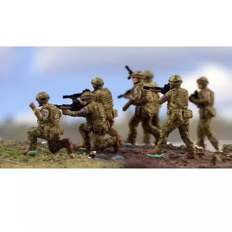 2025 New 1:72 Scale Model 7 Pcs Resin Modern British Infantry Soldiers Action Figure Toys Scene Accessory Dolls DIsplay Fans