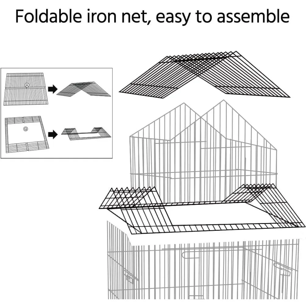قفص الببغاء 55 بوصة المتداول الدائمة الثلاثي سقف متوسط قفص الببغاء قفص الطيور الحيوانات الأليفة مع حامل قابل للفصل للكوكاتيل #6