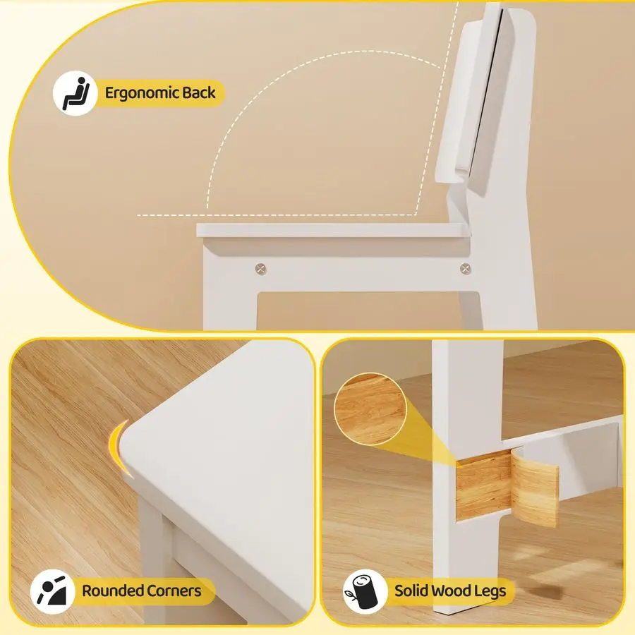 Kids Desk and Chair Set with Bookshelf, Kids Study Desk with Chair with Storage Cabinet, Student Writing Table for Study amp Cra