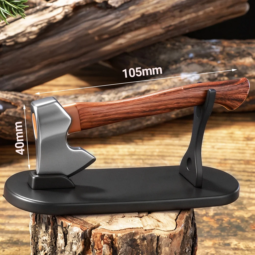 Scharfe Mini-Axt aus Edelstahl mit Holzgriff, EDC-Messer mit feststehender Klinge, Outdoor-Camping-Überlebens- und Tragbares Mehrzweckwerkzeug – Detail 8
