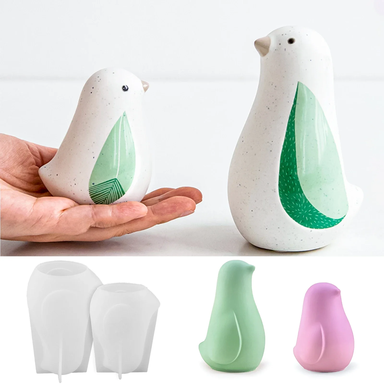 

3D Bird Animal Silicone Mold Cute Birds Resin Molds DIY Soap Candle Lovebird Garden Decor Crafts Plaster Clay Ornament Mould