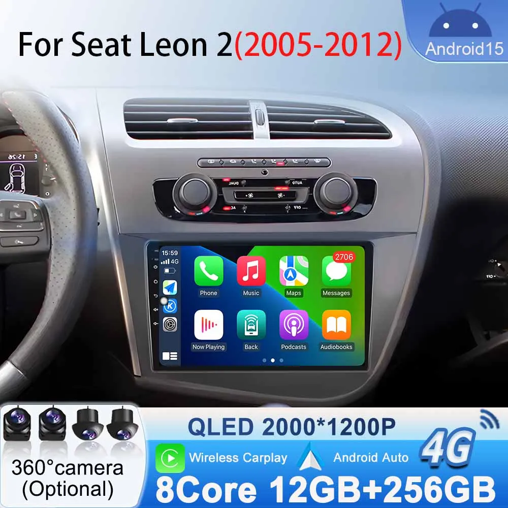 

Wireless Carplay Android 15 for Seat Leon 2 2005- 2012 Multimedia Video Player Wifi Car Radio Navigation GPS Stereo Android Auto