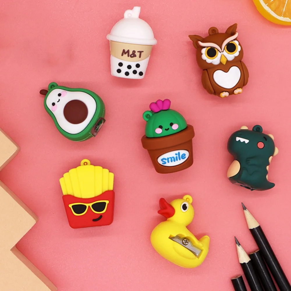 With Keychain Mini Pencil Sharpener Pencil Cutting Animal Shape Cartoon Pencil Sharpener Kawaii Creative Pencil Cutter Kawaii
