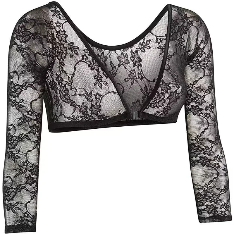 3XL Arm Shaper Women Both Side Mesh Seamless Silm Shapewear Crop Top Slimming Upper Shirt Blouses Black White Skin Corset Mujer