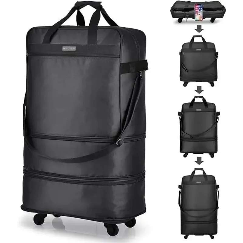 

Foldable Luggage Bag Collapsible Rolling Travel Bag Suitcases with Wheels Expandable Duffel Bag Men Women Lightweight Suitcases