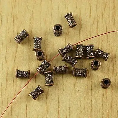 40pcs 7.2x4.7mm hole is 2.2mm copper-tone flower tube spacer beads h2176