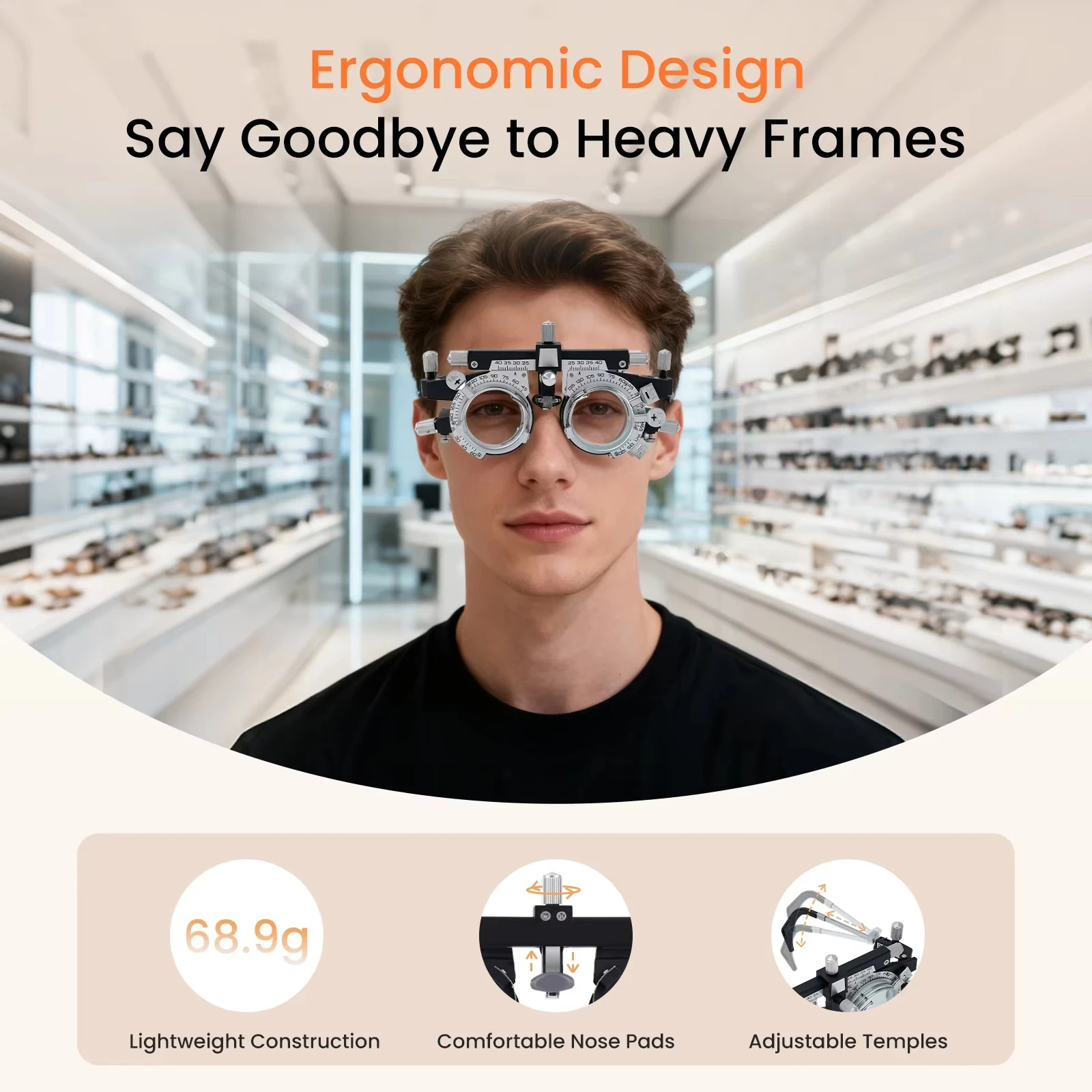 Utf-4880 Optical Trial Lens Frame Fully Pd Adjustable Universal Type Trial Frame Refractive Segments Optometry