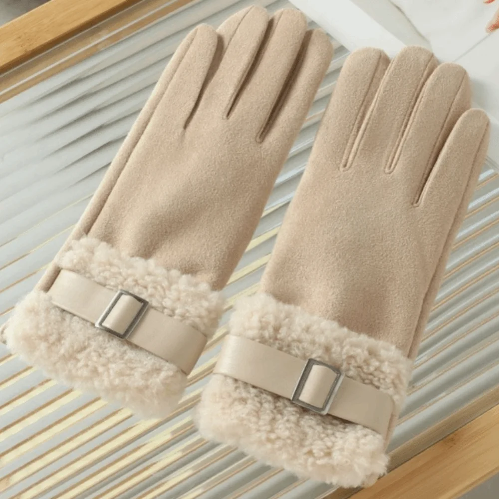

Elegant Full Finger Women's Winter Gloves Windproof Warm Women Fleece Gloves Thickened Anti Cold Cycling Mittens Outdoor