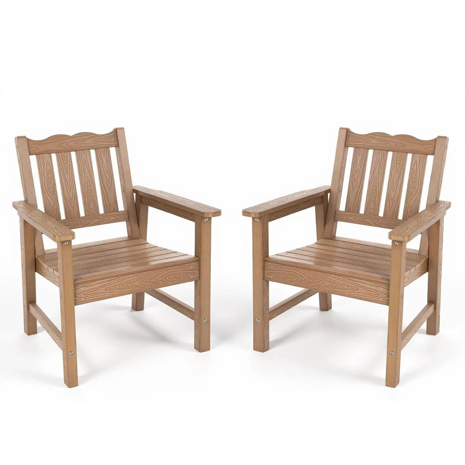 Oversized Patio Chair Set of 2, 400 lbs Capacity, Easy Assembly, Outdoor Garden Chair for Deck Fire Pit Lawn, Teak, Customized