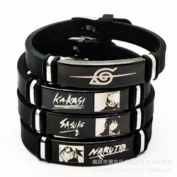 New Naruto Silicone Bracelet Cartoon Metal Silica Gel Uchiha Itachi Kakashi Hot Anime Figures Accessories Children Toys Gifts