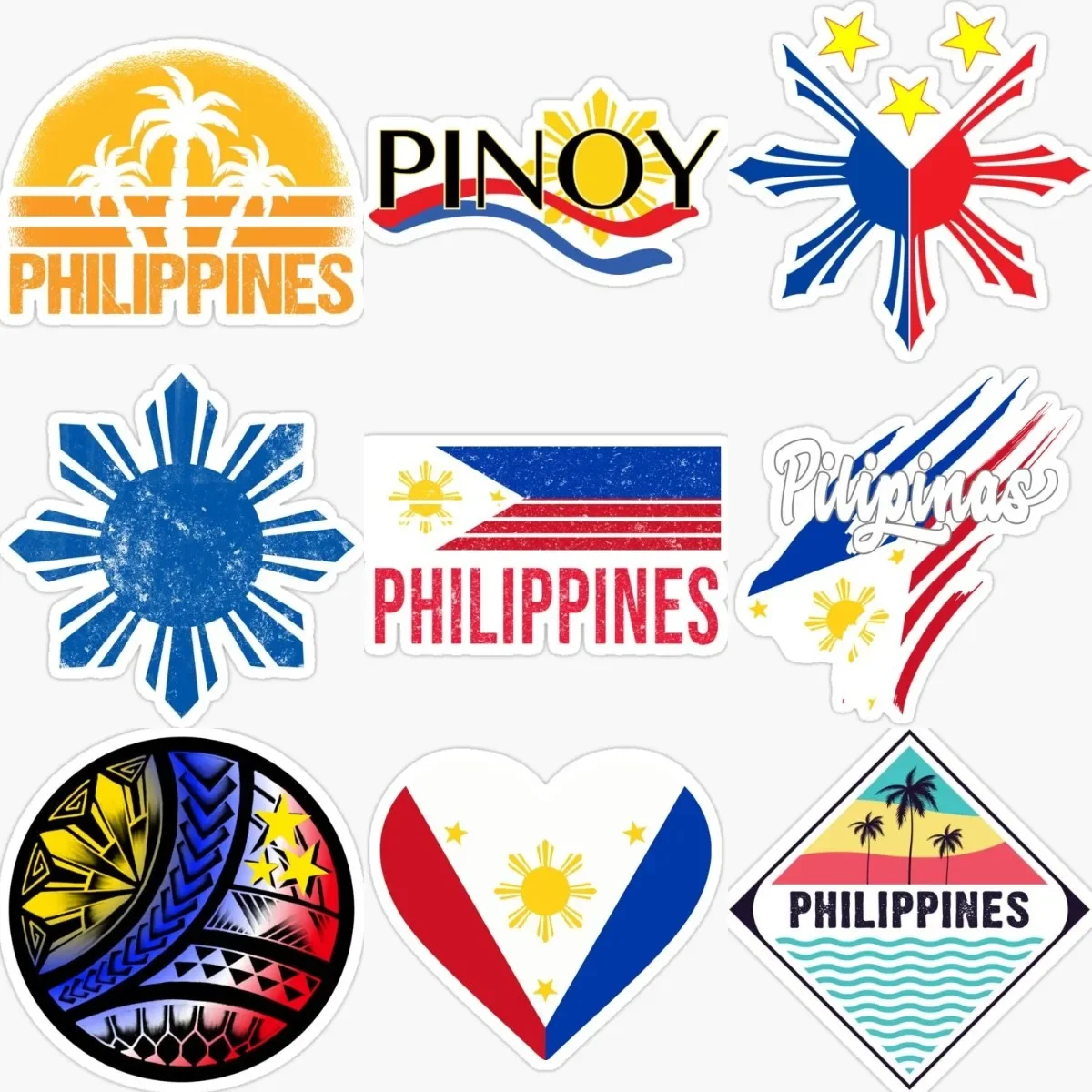 

Creative Philippines Flag Sun National Emblem Sticker for Covered Scratch Decorate Car Van Truck Motocrycle Bicycle Wall Table