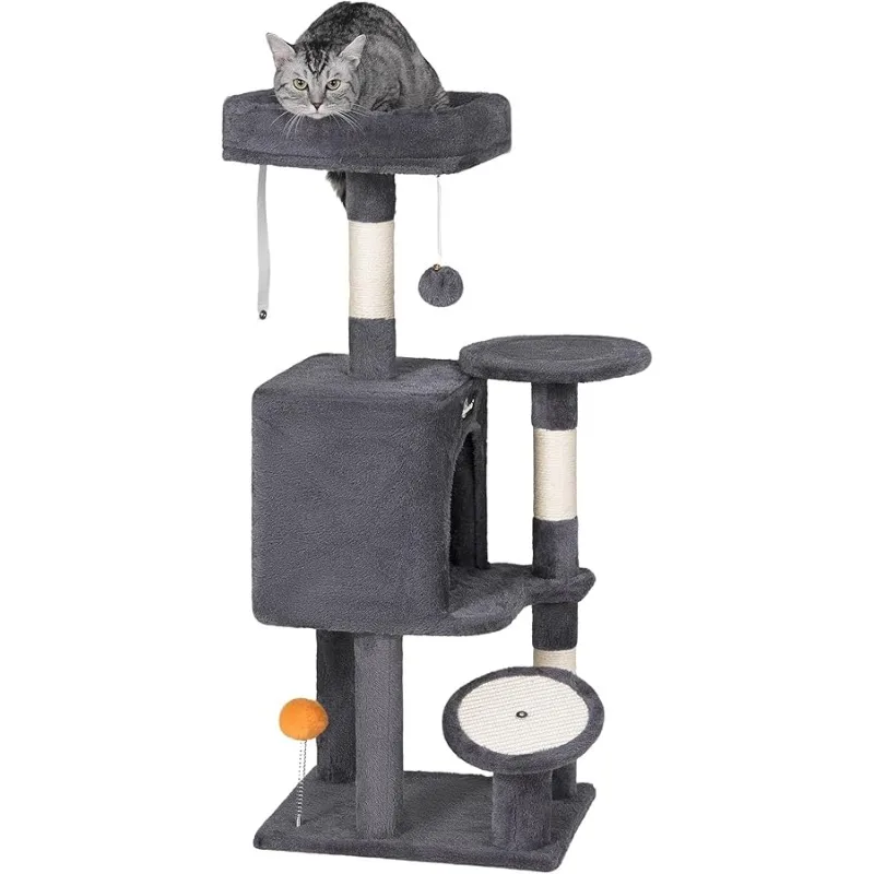 

FourFurPets Small Cat Tree, Multi-Level Tree for Indoor Cats, Tower with Scratching Post, Condo for Kittens, Dark Gr
