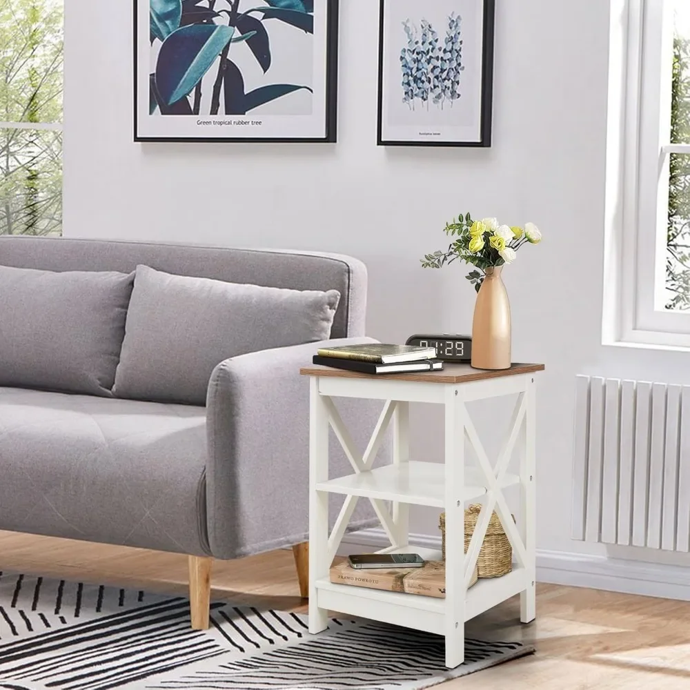 مجموعة طاولة نهاية الحفلات الخضراء مكونة من 2 مع مساحة تخزين وطاولة جانبية للسرير في المزرعة لغرفة النوم وطاولات القهوة المتداخلة والجانب