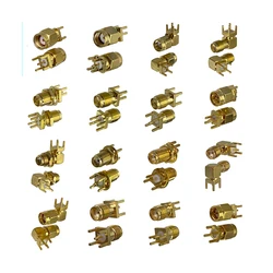 1pcs Connector SMA RP SMA  Male Plug & Female Jack Solder PCB & PCB edge Clip Mount Wire Terminal RF Coaxial Converter Brass