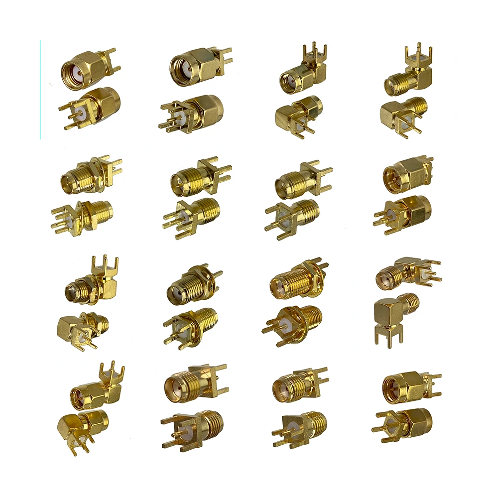 1 szt. Złącze SMA RP SMA Wtyk Męski & Gniazdo Żeńskie Lutowane PCB & Montaż na Krawędzi PCB Klips Przewód Konwerter RF Koaksjalny Mosiądz FJP-810