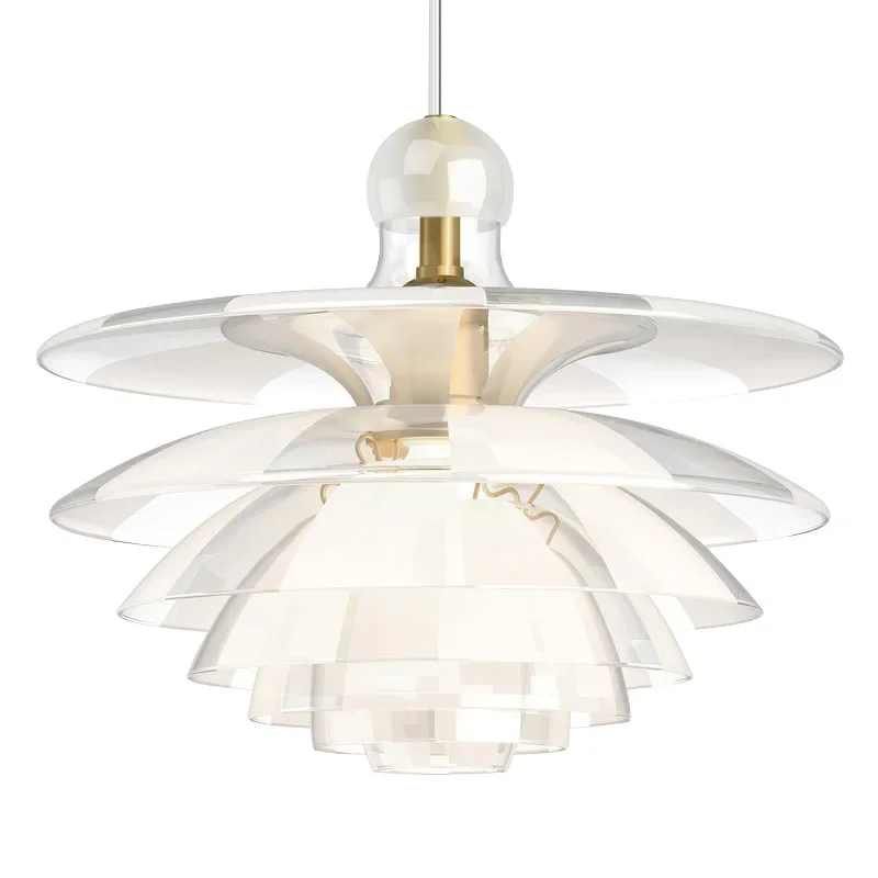 مخروط الصنوبر المصمم، إبداع ثريا المطاعم، وبار طاولة الطعام في غرفة النوم، ومصباح زجاجي على شكل جزيرة