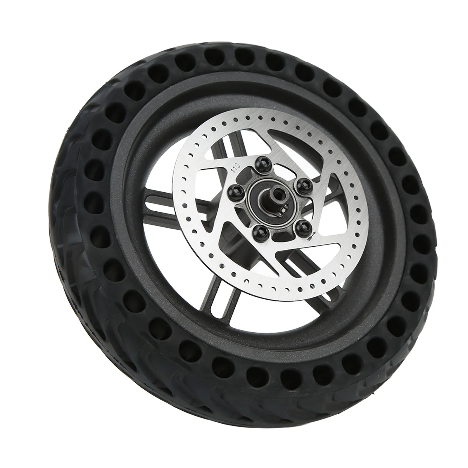 M365/1S/LITE Electric Scooter Rear Wheel with 8.5in Solid Honeycomb Tire and 110mm Brake Disc, Compatible with 2 Wheel Scooters