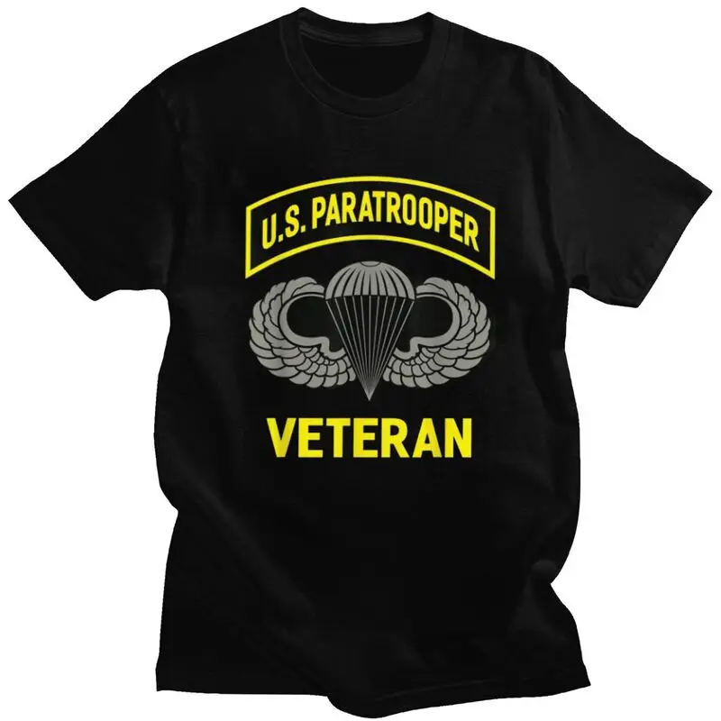 Custom Male US Paratrooper Army Veteran T Shirt Short Sleeves Cotton Tshirts T-shirt Leisure Tee Clothing
