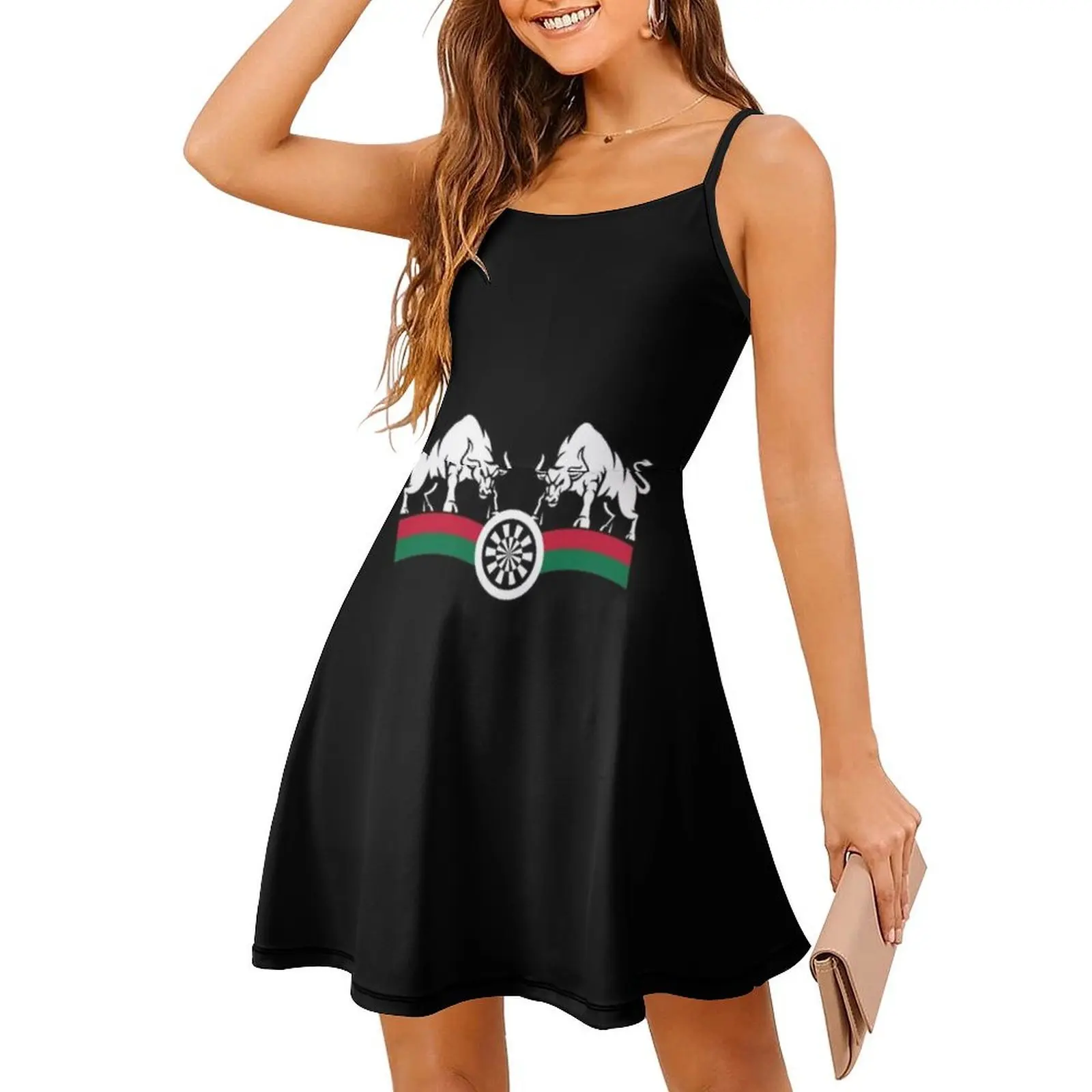 تصميم Double Bullseye Dart - فستان بوهيمي عتيق من Two Bulls In Action بأكمام منتفخة أو خيارات بدون أكمام لفستان النساء #3