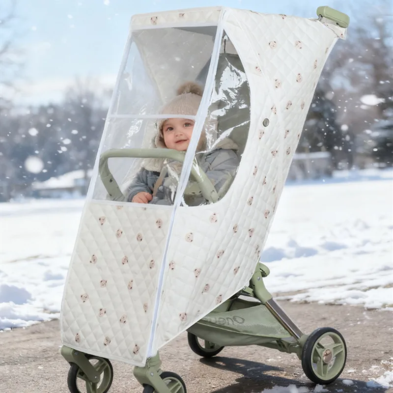 

Winter Waterproof Warm Baby Stroller Rain Cover Universal Full Coverage Travel Baby Pushchair Weather Windshield Rain Cover