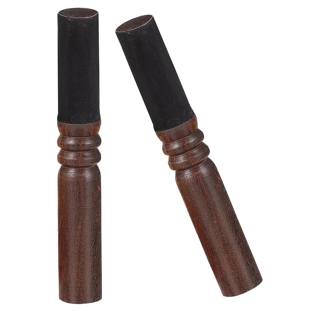 

2 Pcs Grinding Rod Singing Bowl Stick Chanting Bowls Mallet Parts Night Wooden Handle