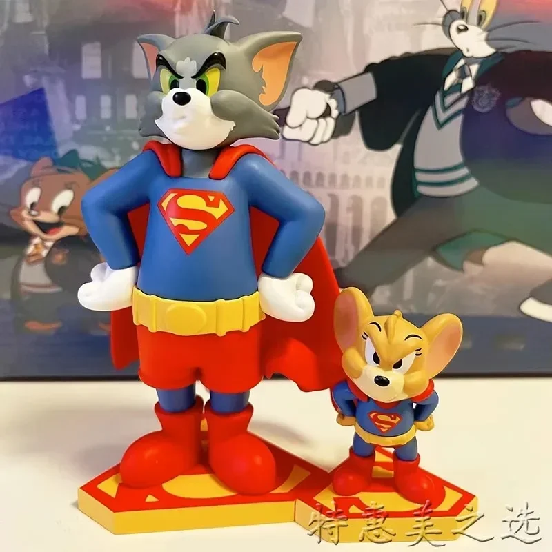 Blind Box-figura de acción de Tom y Jerry de 9cm, Serie de colección de aniversario de Tom y Jerry, figurita Kawaii, juguete Gif