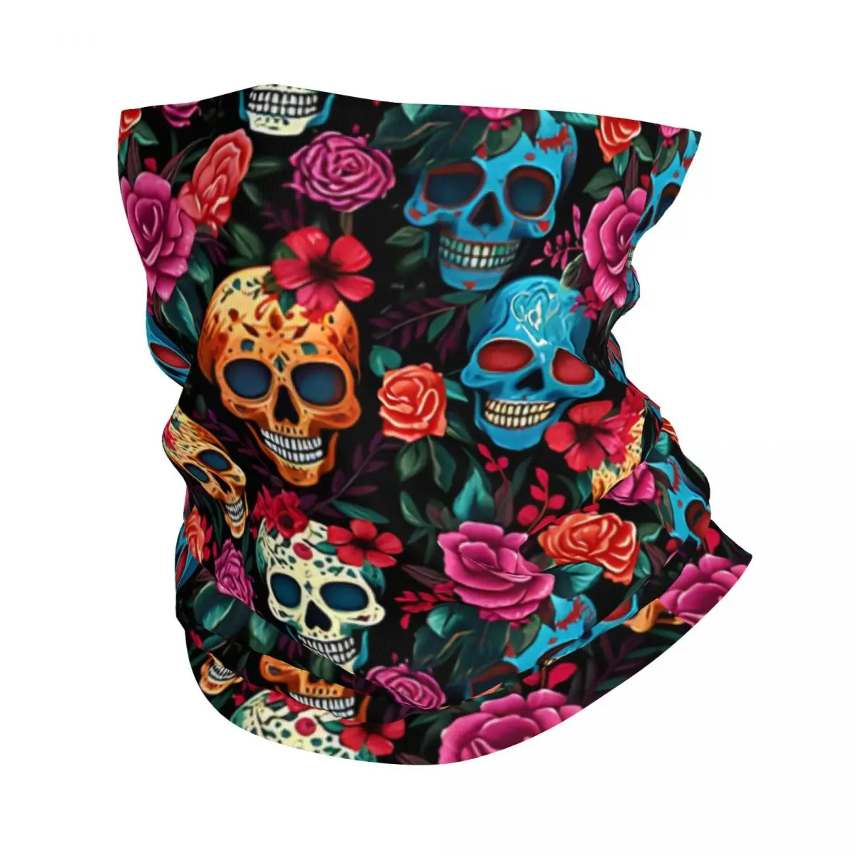 Floral Skulls Headband Neck Warmer Men Ski Running Tube Scarf Medical Nurse Face Bandana Gaiter