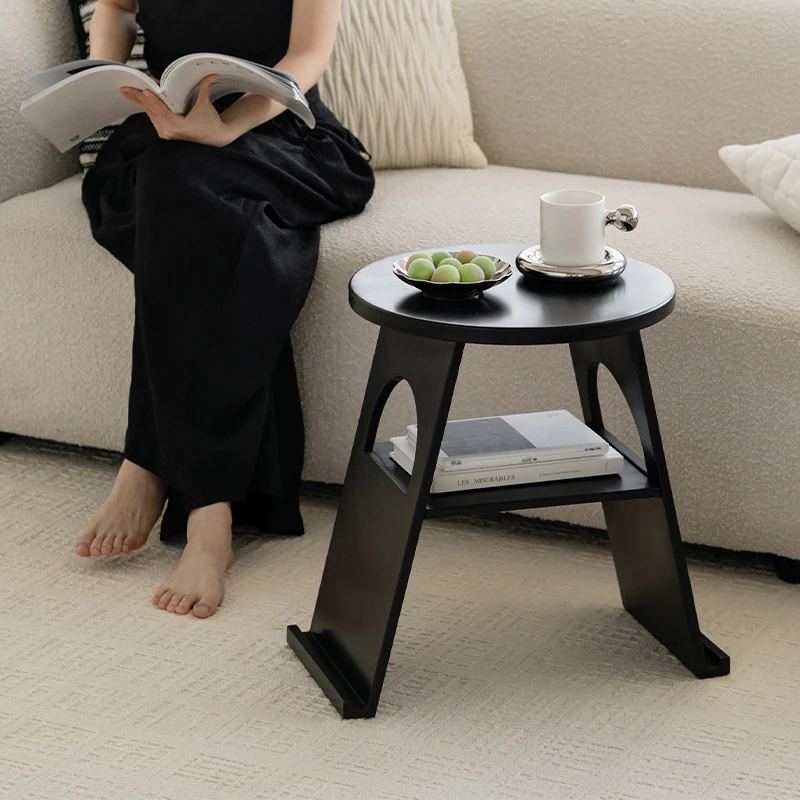 Multi-Functional Nordic Round Side Table Space Saving Nightstand Modern Minimalist Magazine Rack